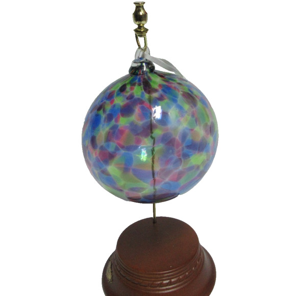 UNIQUE Hand Blown Glass Ornament ~ Blue-Purple-Green Pattern - Picture 1 of 4